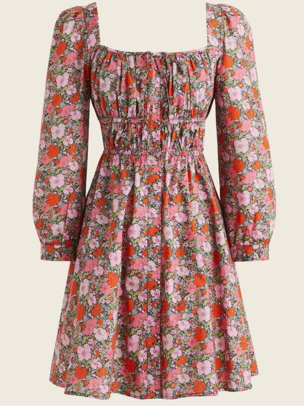 J. Crew x Liberty Boho Cotton Mini Dress Meadow Song Floral Size 8 Cinched Waist